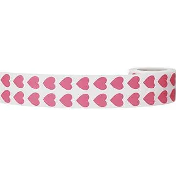 Pink Heart Semi-Gloss Stickers in 1/2" Inch, 1000 Adhesive Labels on a roll, Arts and Crafts, Envelope Seals, Valentines Day Gift Tags for Gift Giving