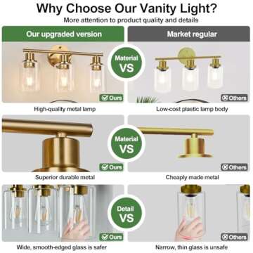 Elegant 3-Light Gold Bathroom Light Fixtures Online