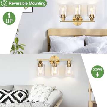 Elegant 3-Light Gold Bathroom Light Fixtures Online