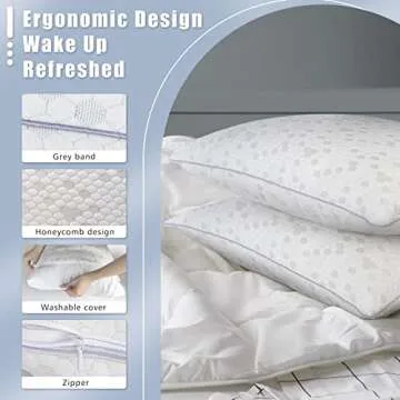 HIMOON Shredded Memory Foam Pillows, Medium Firm Queen Size Pillows 2 Pack,Couples Bed Pillows for Side Back Stomach Sleepers Set of 2