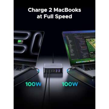 UGREEN 200W USB C Charger, Nexode 6-Port GaN Desktop Charger, USB C Charging Station for MacBook Pro/Air, iPad Pro/Air, iPhone 16/15/14, Galaxy S24 Ultra, Steam Deck