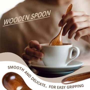 Hefild 6 PCS Wooden Spoons Set for Honey & Soup