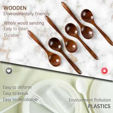 Hefild 6 PCS Wooden Spoons Set for Honey & Soup