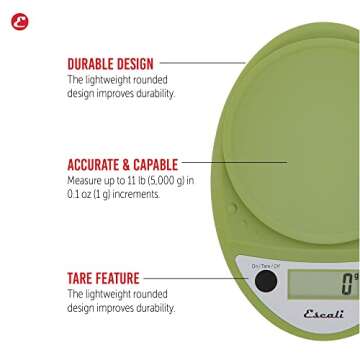 Escali Primo Digital Food Scale Multi-Functional Kitchen Scale and Baking Scale for Precise Weight M...