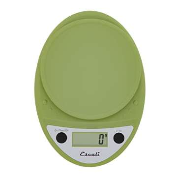 Escali Primo Digital Food Scale Multi-Functional Kitchen Scale and Baking Scale for Precise Weight Measuring and Portion Control, 8.5 x 6 x 1.5 inches, Tarragon Green