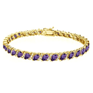 B. BRILLIANT Gold Flashed Sterling Silver African Amethyst Marquise-cut Tennis Bracelet for Women wi...