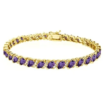 B. BRILLIANT Gold Flashed Sterling Silver African Amethyst Marquise-cut Tennis Bracelet for Women wi...