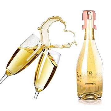 Reusable Champagne Stopper Sealer, 3 Pack Stainless Steel Bottle corks for Champagne, Cava, Prosecco and Sparkling Wine, Air-tight and Leak-proof Stoppers Saver (Rose Gold)