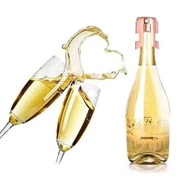 Reusable Champagne Stopper Sealer, 3 Pack Stainless Steel Bottle corks for Champagne, Cava, Prosecco and Sparkling Wine, Air-tight and Leak-proof Stoppers Saver (Rose Gold)