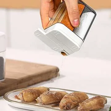 2 Pack 4 in 1 Plastic Salt and Pepper Shakers, 4 in 1 Travel Salt Storage Box, Transparent Spice Seasoning Containers Salt Box with Sliding Lids, Camping Travel Spice Kit for Cooking and BBQ