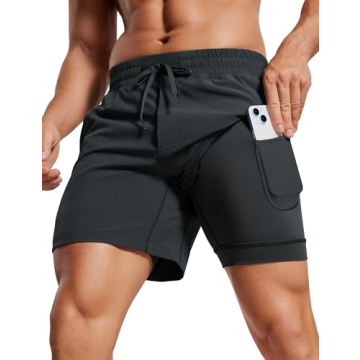CRZ YOGA Men's 2 in 1 Running Shorts with Liner - 5'' Quick Dry Workout Sports Athletic Shorts with ...