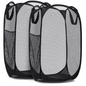 Handy Laundry Collapsible Mesh Pop Up Hamper – Wide Opening, Side Pocket, Breathable, Sturdy Desig...