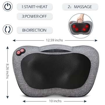 VIKTOR JURGEN Shiatsu Back Massager with Heat – Deep Tissue Massage for Neck, Shoulder, Leg, Upper & Lower Back Pain Relief, Electric Kneading 3D Massage Pillow Gifts for Men Women Dad, Mom, Christmas