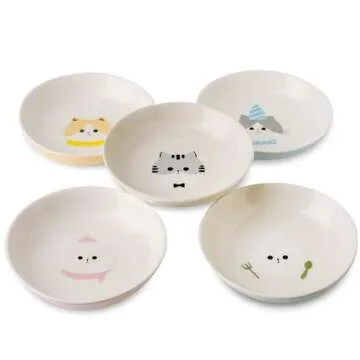 Seyatoo Ceramic Cat Bowls Set - Whisker Fatigue Friendly Dishes for Cats