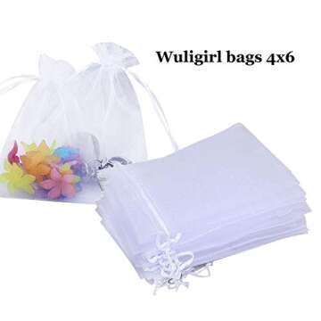 Wudygirl 100pcs Organza Bags 4X6 with Drawstring Jewelry Pouches Bags for Party Wedding Christmas Ca...