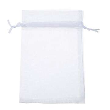 Wudygirl 100pcs Organza Bags 4X6 with Drawstring Jewelry Pouches Bags for Party Wedding Christmas Candy Seashell Favor Bags (White 4x6)