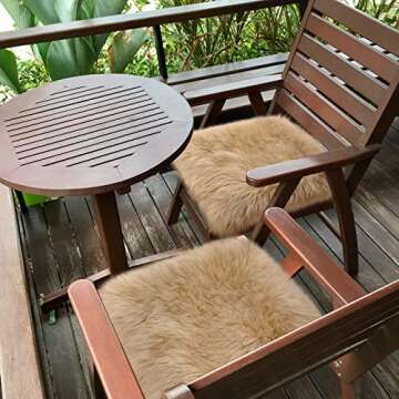 Softlife Beige Faux Fur Sheepskin Chair Cover Fur Rug Seat Cushion Chair Pad Super Soft Area Rugs for Living Room Bedroom Dorm Home Decor Fall Decor (1.6ft x 1.6ft)