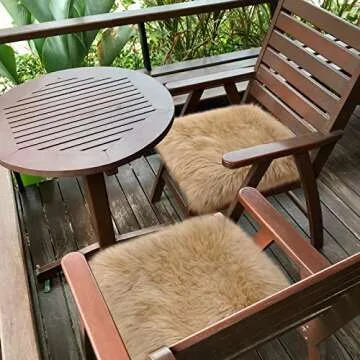 Softlife Beige Faux Fur Sheepskin Chair Cover Fur Rug Seat Cushion Chair Pad Super Soft Area Rugs for Living Room Bedroom Dorm Home Decor Fall Decor (1.6ft x 1.6ft)