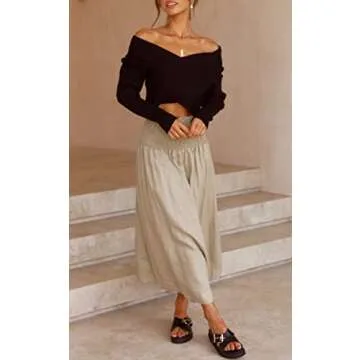 ZCSIA Women's Wrap V Neck Cropped Sweaters 2024 Fall Long Sleeve Cross Front Off Shoulder Solid Knitted Pullover Tops,Black,XLarge