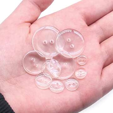 SEMINI Mixed Size 8mm-25mm 280Pcs Black/White/Transparent Resin Buttons Small Big 2 Holes Buttons Craft Buttons for Sewing,Women Men Children Clothing,DIY Crafts,Decoration (SZ023 Transparent 2 Hole)