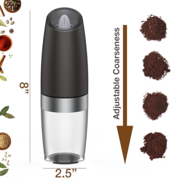 Electric Pepper and Salt Grinder Set - Black 2 Pack