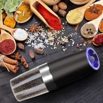 Electric Pepper and Salt Grinder Set - Black 2 Pack