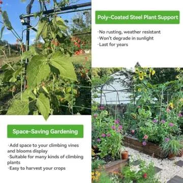 FOLLOOK Garden Arch Trellis for Climbing Plants Outdoor, 7.8 ft Tall PE-Coated Steel Walkway, Arched Arbors Tunnel Trellis for Vegetables, Cucumber Plant Support for Garden Raised Bed with Netting