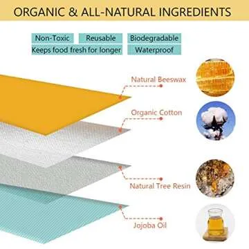 BEEHIVE Reusable Beeswax Food Wraps – 7 Pack Organic Food Wrap For Bread & Sandwich Wrapping – Eco Friendly, Sustainable & Zero Waste Biodegradable Bees Wax Wrap For Food Cover & Storage