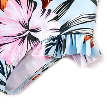 IFFEI Mommy and Me Family Matching Swimsuit One Piece Beach Wear Summer Leaves Sporty Monokini Bathing Suit