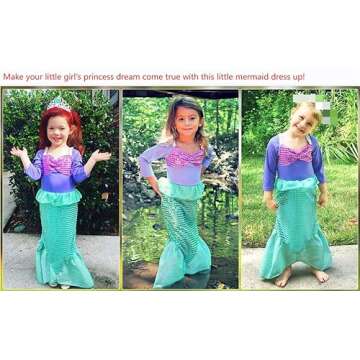 LURLEEZ Arie Costume For Girls Little Mermaid Dress Up Costume Arie Dress Age 3-8 With Wig Halloween...