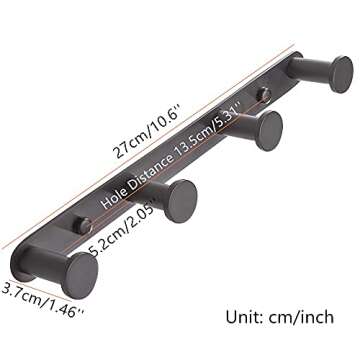 BigBig Home Black Towel Hook Rack for Bathroom & Kitchen