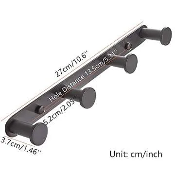 BigBig Home Black Towel Hook Rack for Bathroom & Kitchen