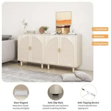 Elegant YHAOWORKS Rattan Sideboard for Stylish Storage