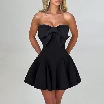 Stylish Weiara Black Bow Dress for Women Night Out