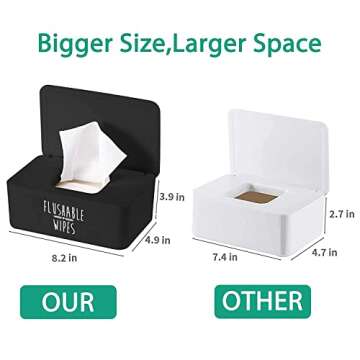 Moorfowl Baby Wipes Dispenser for Bathroom, Upgrade Size(8.2L x 4.9W x 3.9H inches), Flushable Toile...