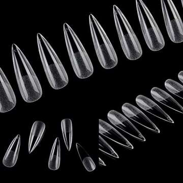 UNA GELLA Stiletto Fake Nails 216pcs Stiletto Press on Nails Pre-shape Stiletto Nails Tips for Full Cover Acrylic Stiletto Nails French False Nails For Nail Extension Nail Art DIY Salon 12 Sizes