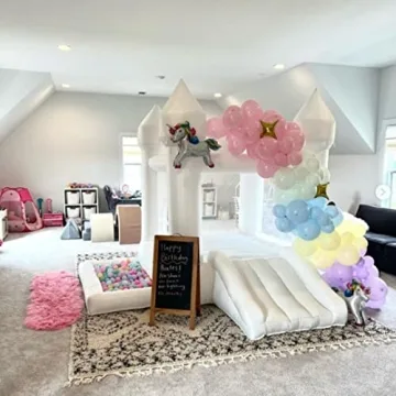 POYOUNGHU White Bounce House, House with Blower, Inflatable Bouncer, Children's Toy, Sewn Extra Thick Material for Durability