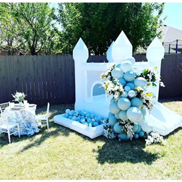 POYOUNGHU White Bounce House, House with Blower, Inflatable Bouncer, Children's Toy, Sewn Extra Thick Material for Durability