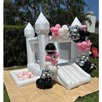 POYOUNGHU White Bounce House, House with Blower, Inflatable Bouncer, Children's Toy, Sewn Extra Thick Material for Durability