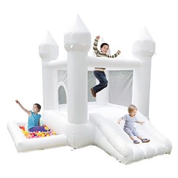 POYOUNGHU White Bounce House, House with Blower, Inflatable Bouncer, Children's Toy, Sewn Extra Thick Material for Durability