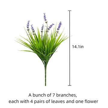 12 Bundles Artificial Plants Outdoor Fake Monkey Grass with Flowers for Pot UV Resistant Plant Decor...