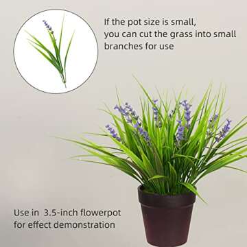 12 Bundles Artificial Plants Outdoor Fake Monkey Grass with Flowers for Pot UV Resistant Plant Decor for Window Garden Patio Hanging Planter Pathway Front Porch (Grass with Flowers)