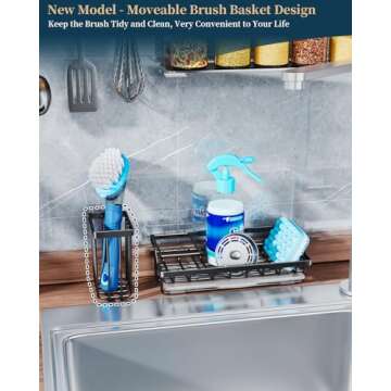 Consumest Sponge Holder for Kitchen Sink - Sink Caddy Kitchen Sink Organizer with Removable Drip Tra...