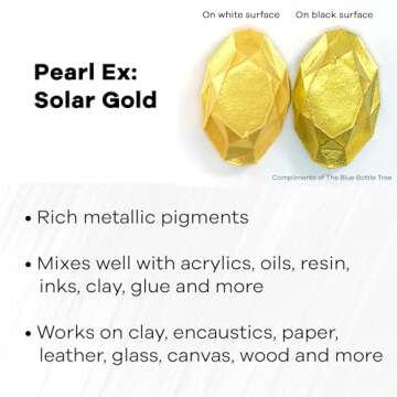 Jacquard Pearl Ex Pigment Powder - 0.5 oz Solar Gold Loose Mica for Creative Art