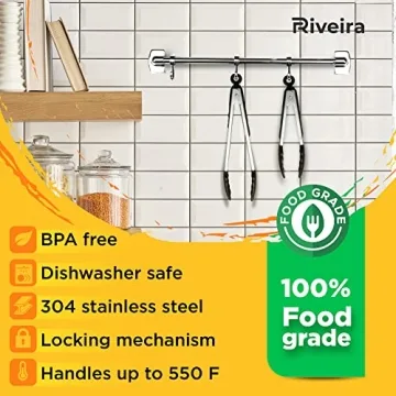 Riveira Tongs with Silicone Tips | High-Heat Kitchen Essential
