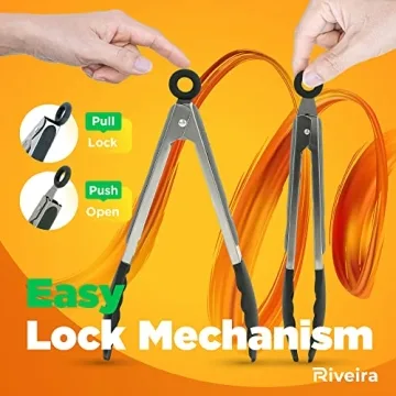 Riveira Tongs with Silicone Tips | High-Heat Kitchen Essential