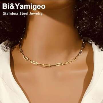 Bi&Yamigeo Gold Pearl Drop Necklace,Single White Faux Pearl Pendant Choker Necklace Set,Layered Pape...