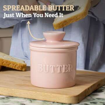 PriorityChef French Butter Crock with Lid, Keep Butter Spreadable & Fresh, Butter Keeper to Leave On...