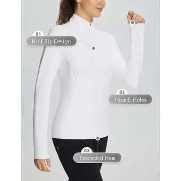 BALEAF Women's Fleece Pullover Jacket Water Resistant Half Zip Thermal Golf Shirts Cold Weather Running Gear Winter