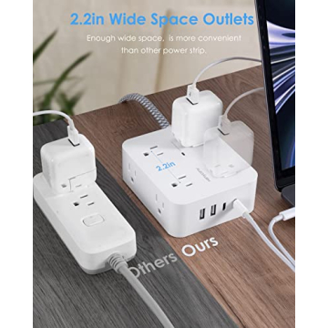 Surge Protector Power Strip with USB C and 6ft Cord